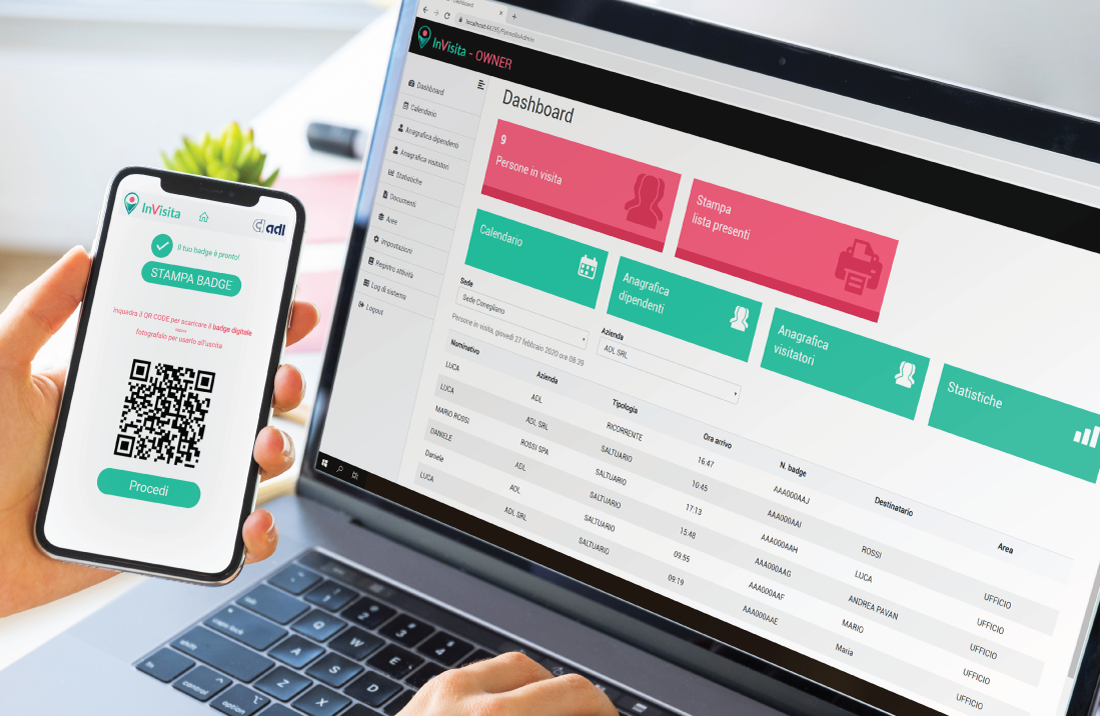 App InVisita Active Reception e Contact Tracing